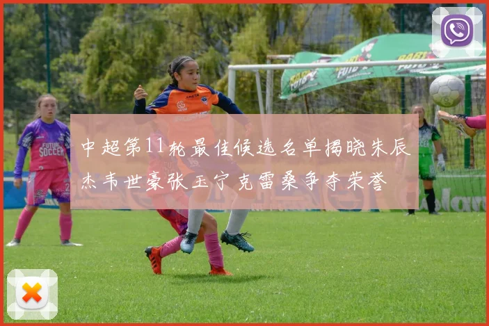 中超第11轮最佳候选名单揭晓朱辰杰韦世豪张玉宁克雷桑争夺荣誉